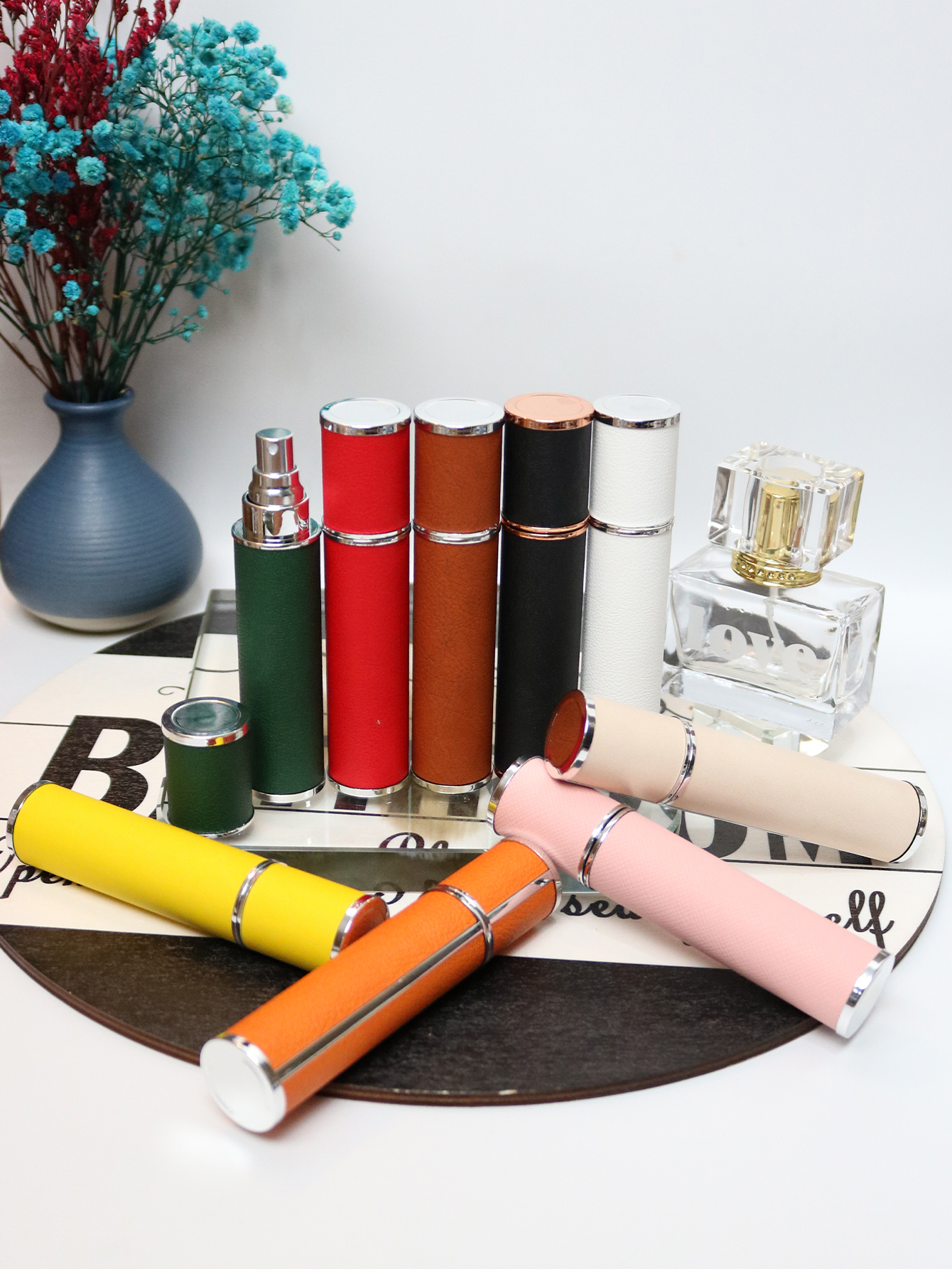 Luxury Skincare Bottles - 10ml luxury leather wrapped glass perfume