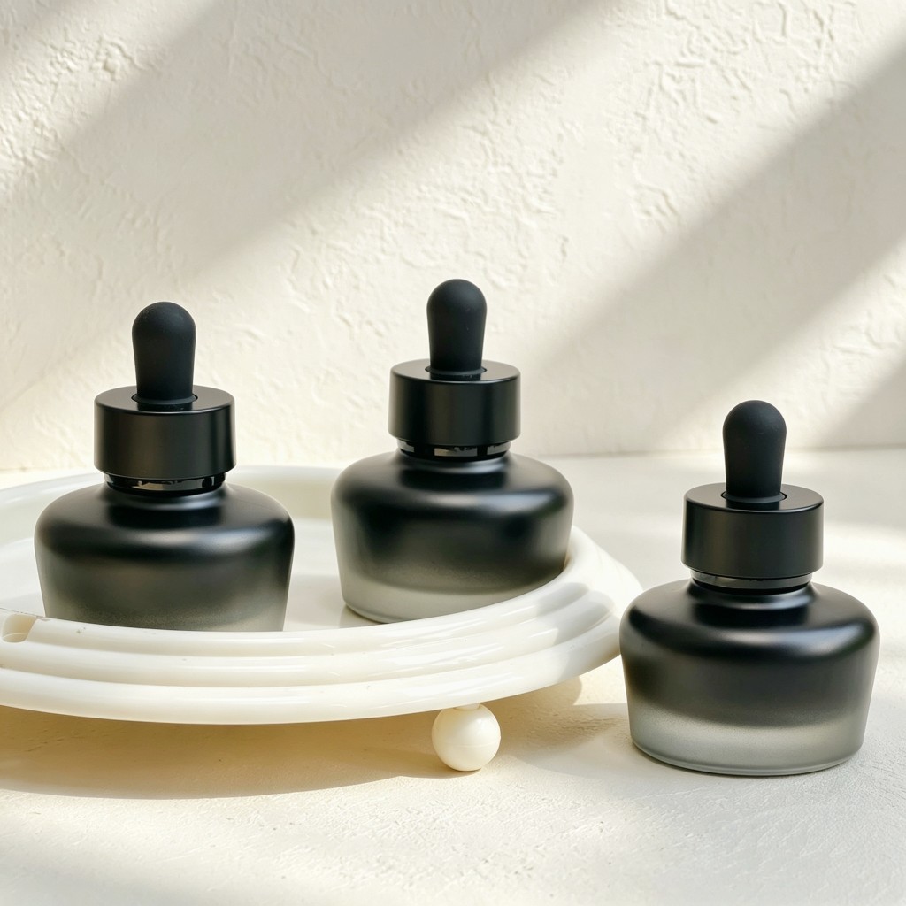 Luxury Skincare Bottles - 30ml Frosted Glass Dropper Bottle Dark