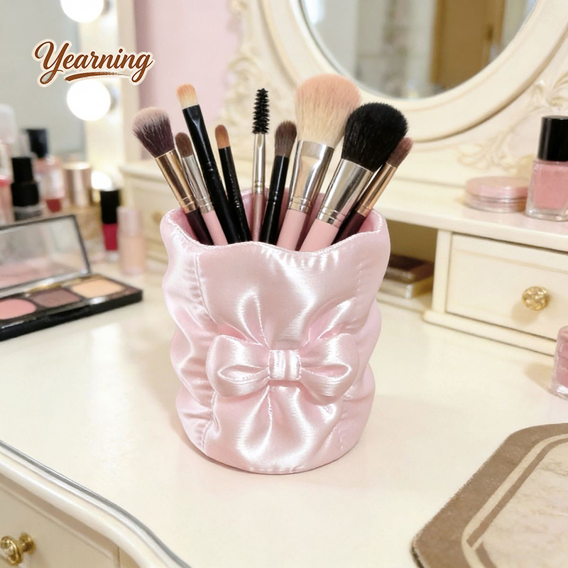 Luxury Round Bow Silk Makeup B - Luxury Skincare Containers reseña y precio