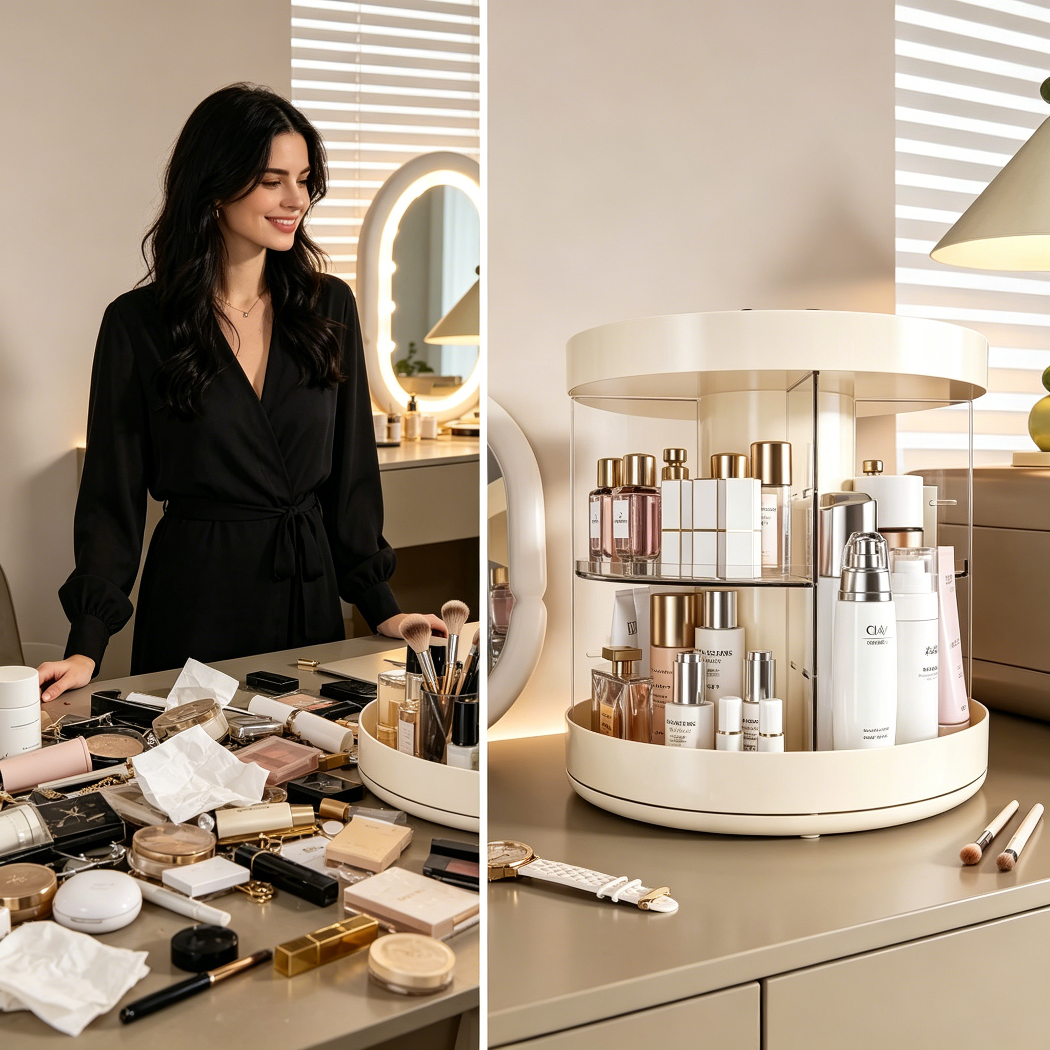 Rotating Layered Makeup Organi - Luxury Skincare Makeup reseña y precio