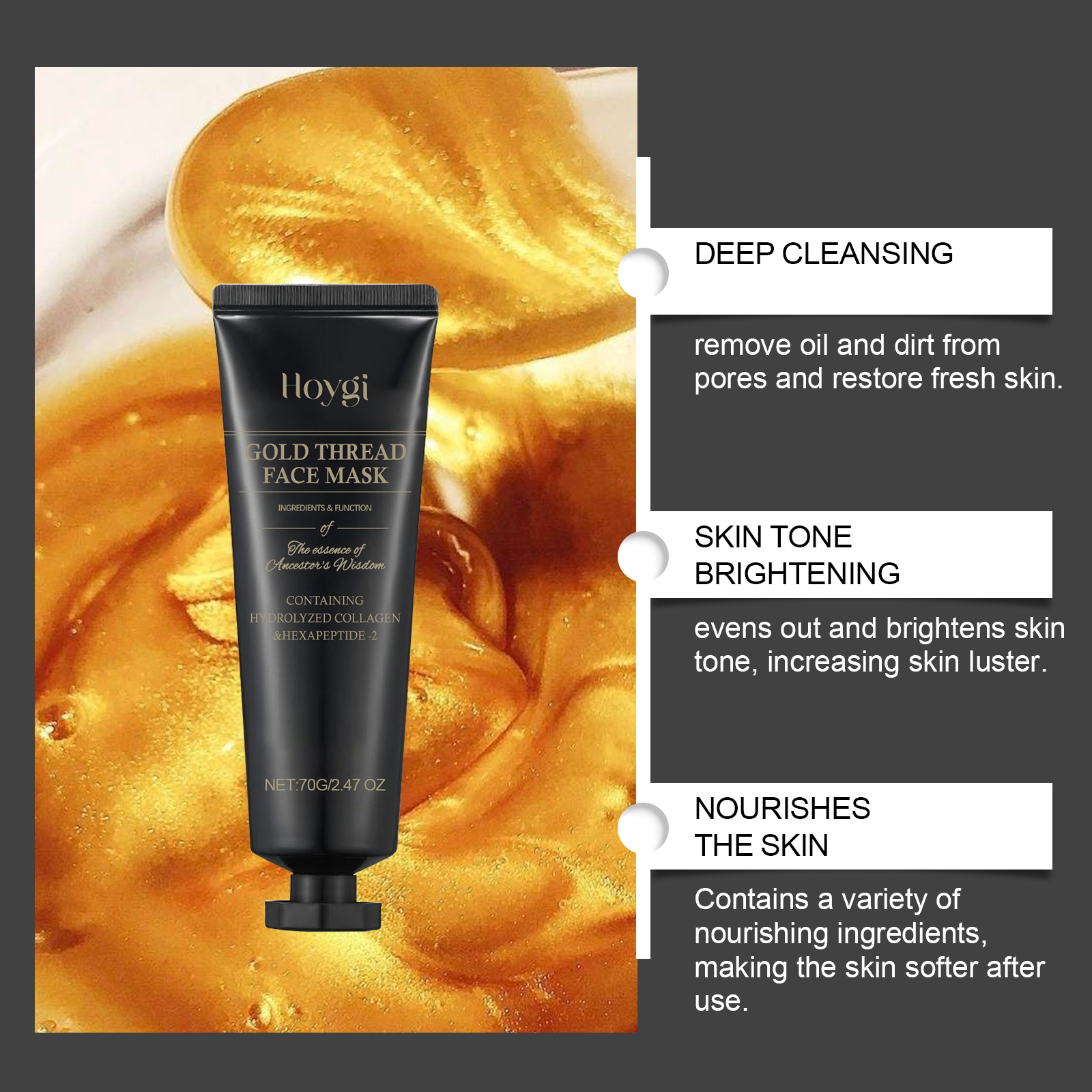 HOYGI 24K Gold Peeling Face Ma - Luxury Skincare Treatments reseña y precio